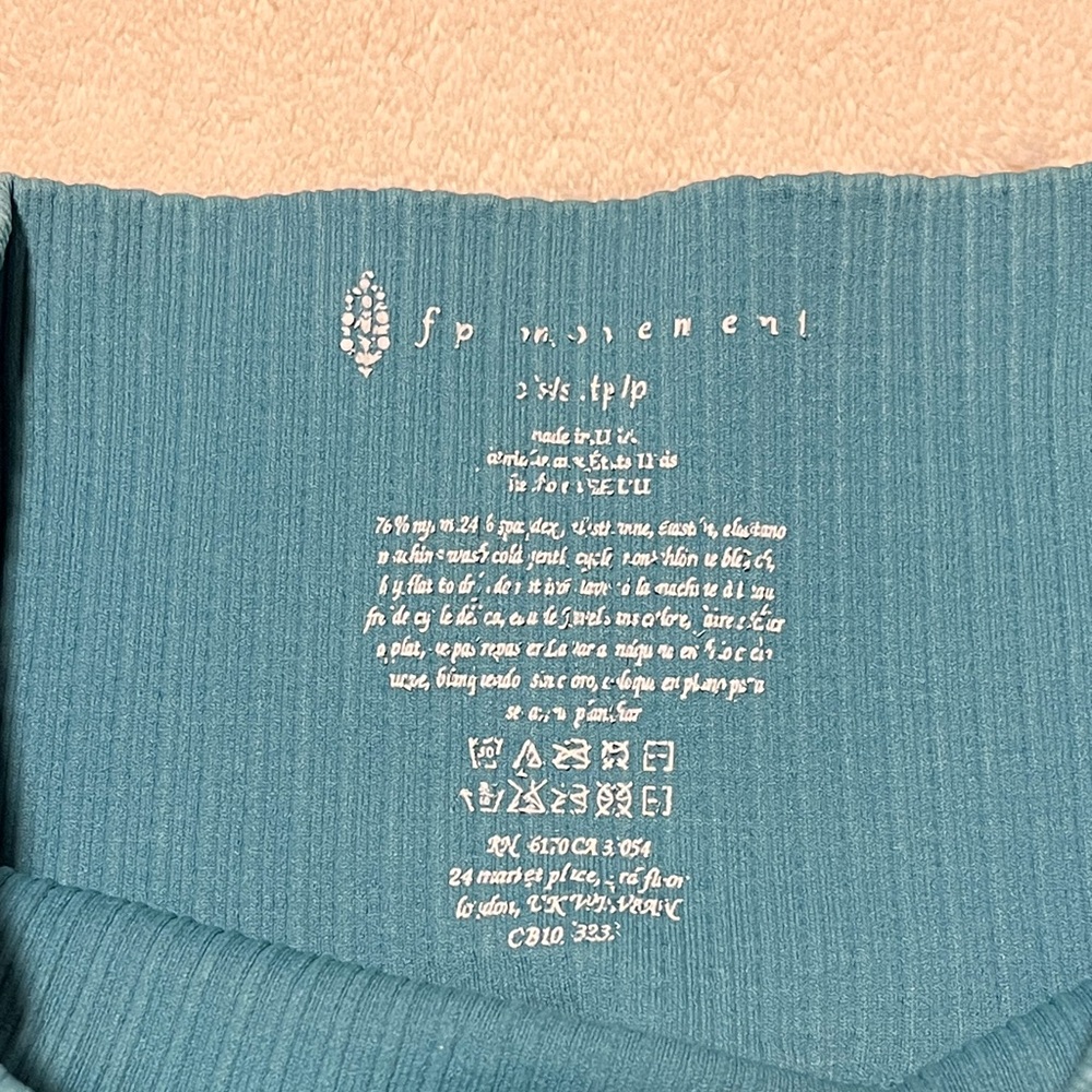 FP Movement by Free People Teal Ribbed Waist Leggings Activewear Size XS/S - Picture 2 of 3